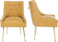 Dining Chairs Set of 2, Gold Leg Side Chair Faux Faux Leather Vanity Mid-Century with Metal Legs Upholstered PU Faux Leather Luxury Accent Chairs Living Room Restaurant