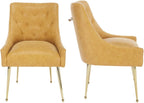 Dining Chairs Set of 2, Gold Leg Side Chair Faux Faux Leather Vanity Mid-Century with Metal Legs Upholstered PU Faux Leather Luxury Accent Chairs Living Room Restaurant