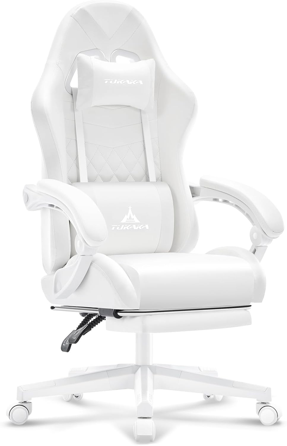 White Gaming Chair,Ergonomic Massage Office Desk Chair with Footrest | Pocket...