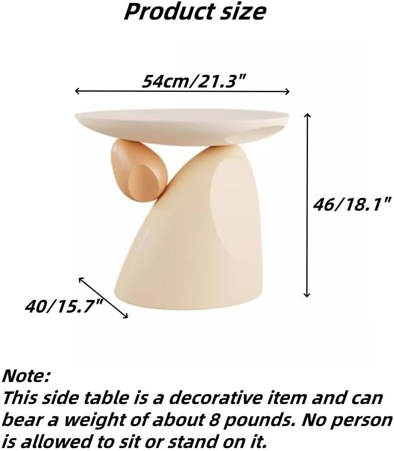 Resin Side Table, Stone Side Table Decoration, Small Bedside Table, Multifunc...