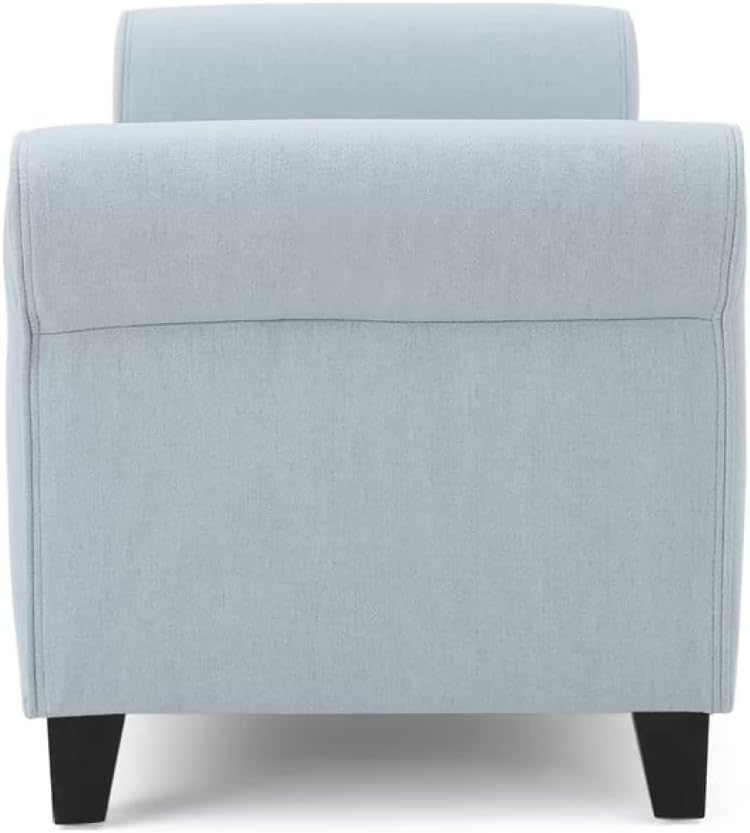 Elegant Fabric Storage Ottoman Bench with Button-Tufted Diamond Stitching and Rolled Arms for Living Room or Bedroom (Wheat + Fabric)