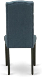 East West Furniture LGCE5-BLK-21 5 Piece Dining Table Set for 4 Includes a Rectangle Kitchen Table with Butterfly Leaf and 4 Mineral Blue Linen Fabric Parson Chairs, 42x84 Inch, Black