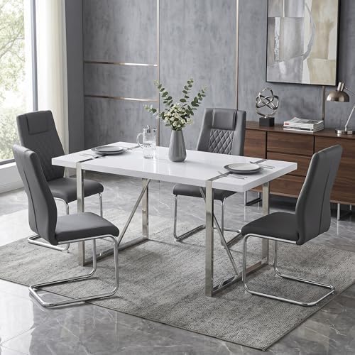 gopop Dining Table Set for 4, Kitchen Table Chairs Set of 4, 5-Piece