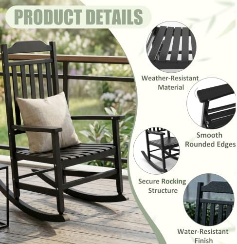 Outdoor Rocking Chairs Set of 2, Weather-Resistant Rocking Chair Ergonomic | ...