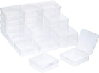24 Packs Small Clear Plastic Beads Storage Containers Box with Hinged Lid for Storage of Small Items, Crafts, Jewelry, Hardware(3.3 x 3.3 x 1.2 Inches)