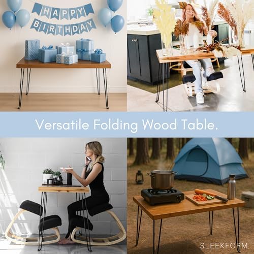 Sleekform Wood Folding Table - The Portland Lightweight Portable Desk