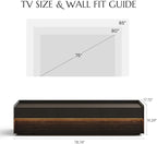 POVISON Fully-Assembled Mid Century Modern TV Stand, 78.74" Wood Media Console with Adjustable LED Light, Entertainment Center with Storage for Living Room
