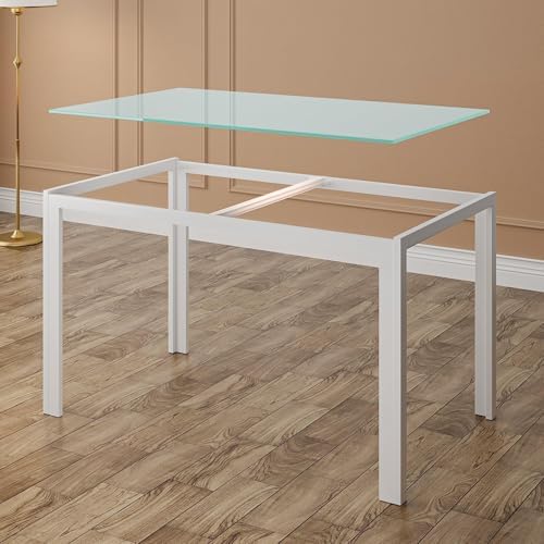 Bealife Kitchen Dining Table Set for 4, Tempered Glass 5 Piece - White