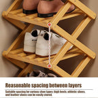 The 9-Tier No-Assembly Bamboo Rack, 3/5/7/9/10 Tier Bamboo Shoe Rack, Foldable Bamboo Shoe Organizer, Narrow Shoe Shelf for Entryway, Closet, Corner, Bedroom, Hallway (Brown, 10tier)
