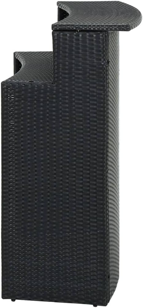 vidaXL Black Patio Bar Table | Modern Design | Weather- | Lightweight & Durable | Poly Rattan Powder-Coated Steel Frame | Dimensions: 47.2"x21.7"x43.3"