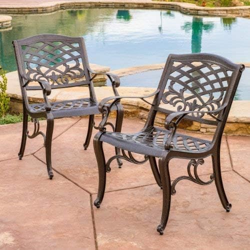 Christopher Knight Home Sarasota Outdoor Cast Aluminum Outdoor Chairs, 2-Pcs ...