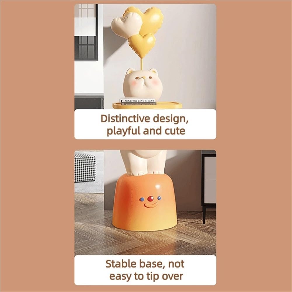 Adorable Cartoon Side Table with Tray, Resin Side Table with Balloons Decor a...