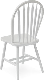 IC International Concepts Solid Wood Windsor ArrowBack Dining Chair with Plain Legs, White
