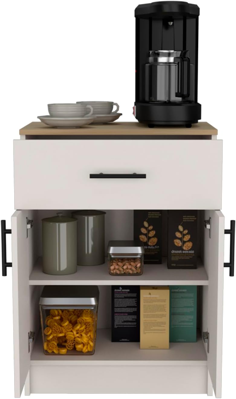Netal Pantry Cabinet - Extra Kitchen Storage in Ivory and Natural Oak