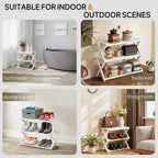 3 Tier Bamboo Shoe Rack White,Portable Folding Shoe Storage Rack,Without Installation Small Shoe Rack Perfect for Corridors, Drom, Bedrooms and Small Spaces