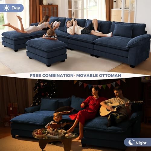 CDCASA 154" Modular Sectional Sofa, Comfy Cloud Couch with 4 Movable Ott...