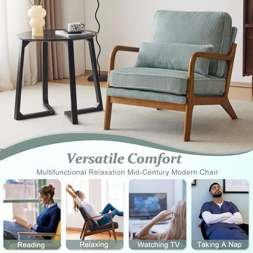 VINGLI Upgraded Premium Corduroy Accent Chair,Upholstered Arm Chair,Solid Woo...