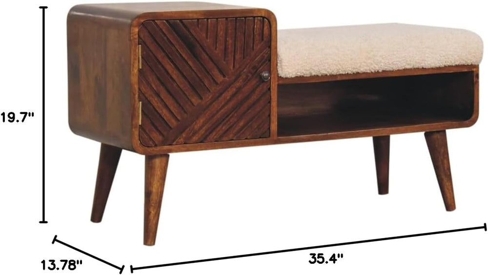 Furniture Solid Wood Boucle Carved Chestnut Telephone Table