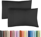 Queen Pillow Cases - 2 Pack - Super Soft Pillowcase Covers - Envelope Enclosure - Hotel Quality Pillow Protectors - Wrinkle Free, Fade, Shrink & Stain Resistant - Machine Washable - 20" x 30" (Black)