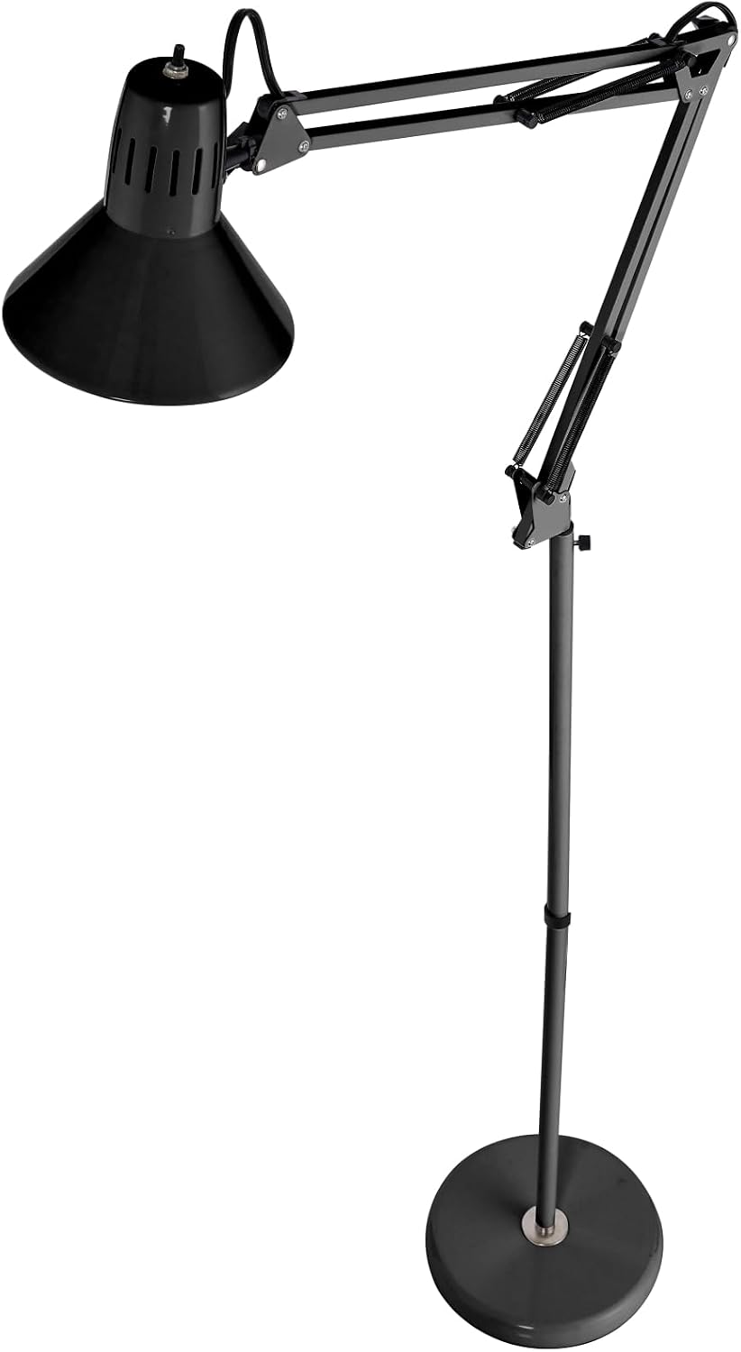 Bostitch Office VLF100F Swing Arm Metal Floor Lamp, 72" Tall with Multi-...