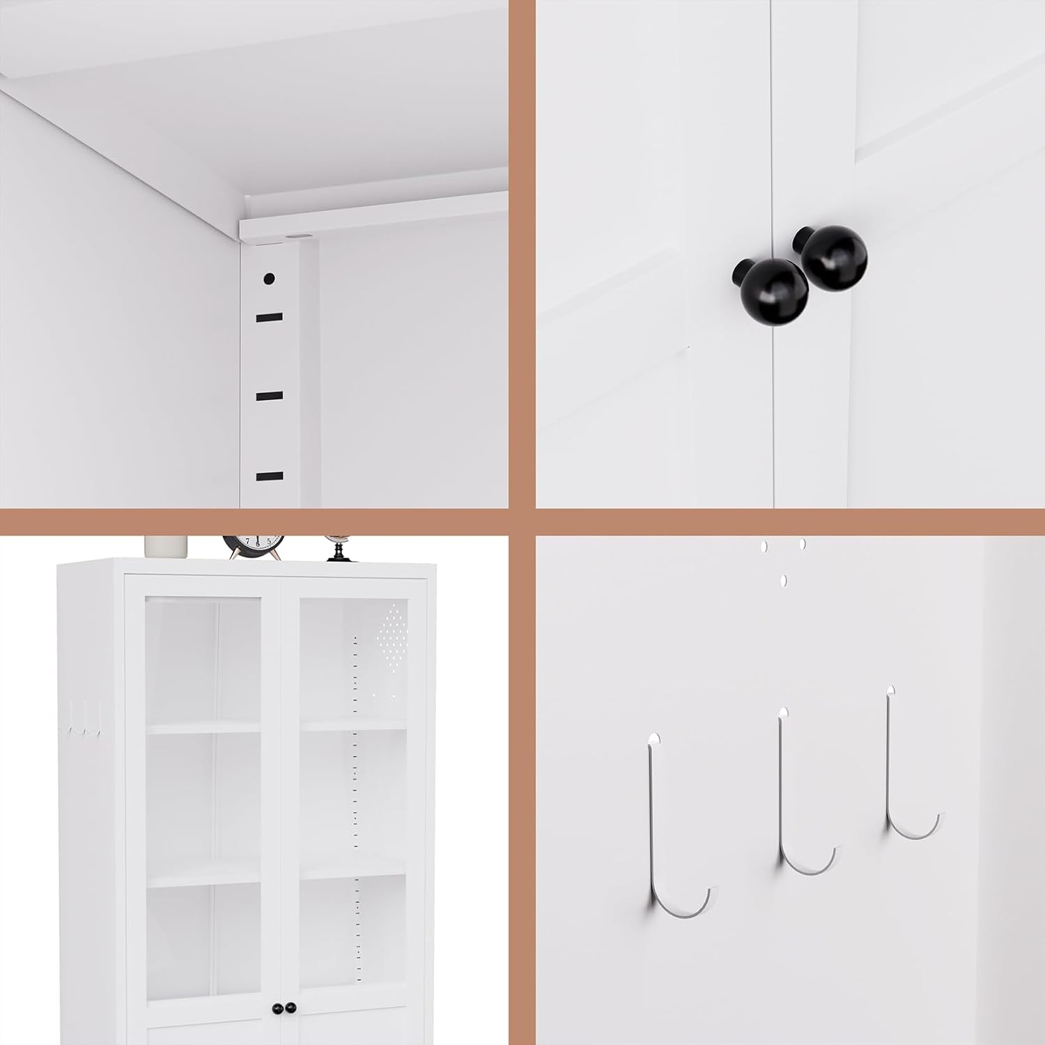 72.05" Tall 27.56" Wide Large Pantry Storage Cabinet, Freestanding Metal Kitchen Food Pantry Cabinet with 2 Doors and Shelves for Kitchens, Dining Room, White A