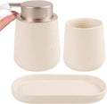 BosilunLife Bathroom Accessories Set 3 pcs - Bathroom Ceramic Foaming Soap Dispenser Set Farmhouse Bathroom Decor, Foam Soap Dispenser and Toothbrush Holder with Tray