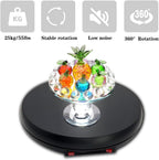 JAYEGT Motorized Rotating Display Stand with LED Light , 10 inch /55lbs Load, 360 Degree Electronic Photography Turntable for Product Show, Jewelry, Crystal Art (Black / 5 Colors LED Light /Rechargeable)