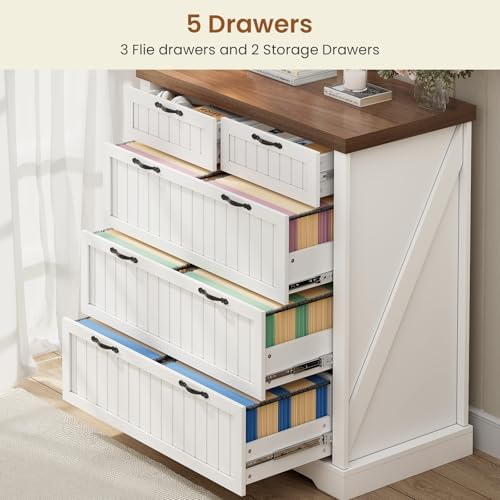 SEDETA Farmhouse File Cabinet with 5 Drawers, Filing Cabinet for Home Office,...