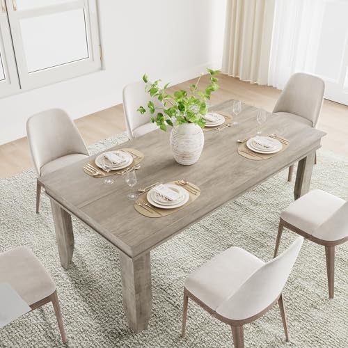 GarveeHome Farmhouse Dining Table for 6-8 People, 71 in Long Kitchen Tables w...