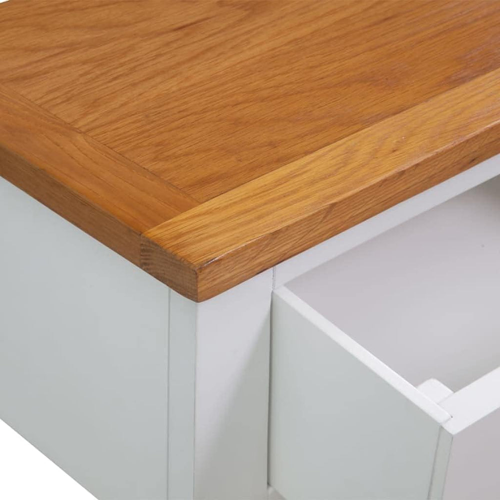 Rustic Small Console Table with Drawers 32.7x11.8x28.7 Inch Solid Oak Wood En...