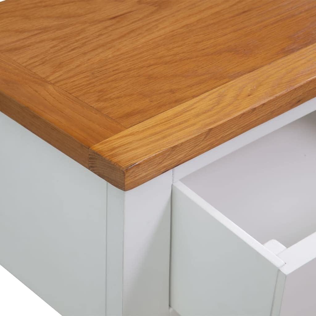Solid Oak Wood Console Table with Drawers, 32.7"x11.8"x28.7", Rustic Small Entryway Table for Living Room, Hallway, with Shelf and Metal Knobs