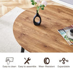 FURNITO Wood Dining Table Set for 6, 42"-54" Round to Oval Extendable Table with 6 Chairs, Space-Saving Contemporary Dining Room Tanble Set for Small Apartments or Kitchens, Easy Assembly