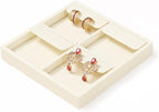 Oirlv Microfiber 4 Slots Jewelry Earring Display Tray Earring Display Organizer Tray(Beige)