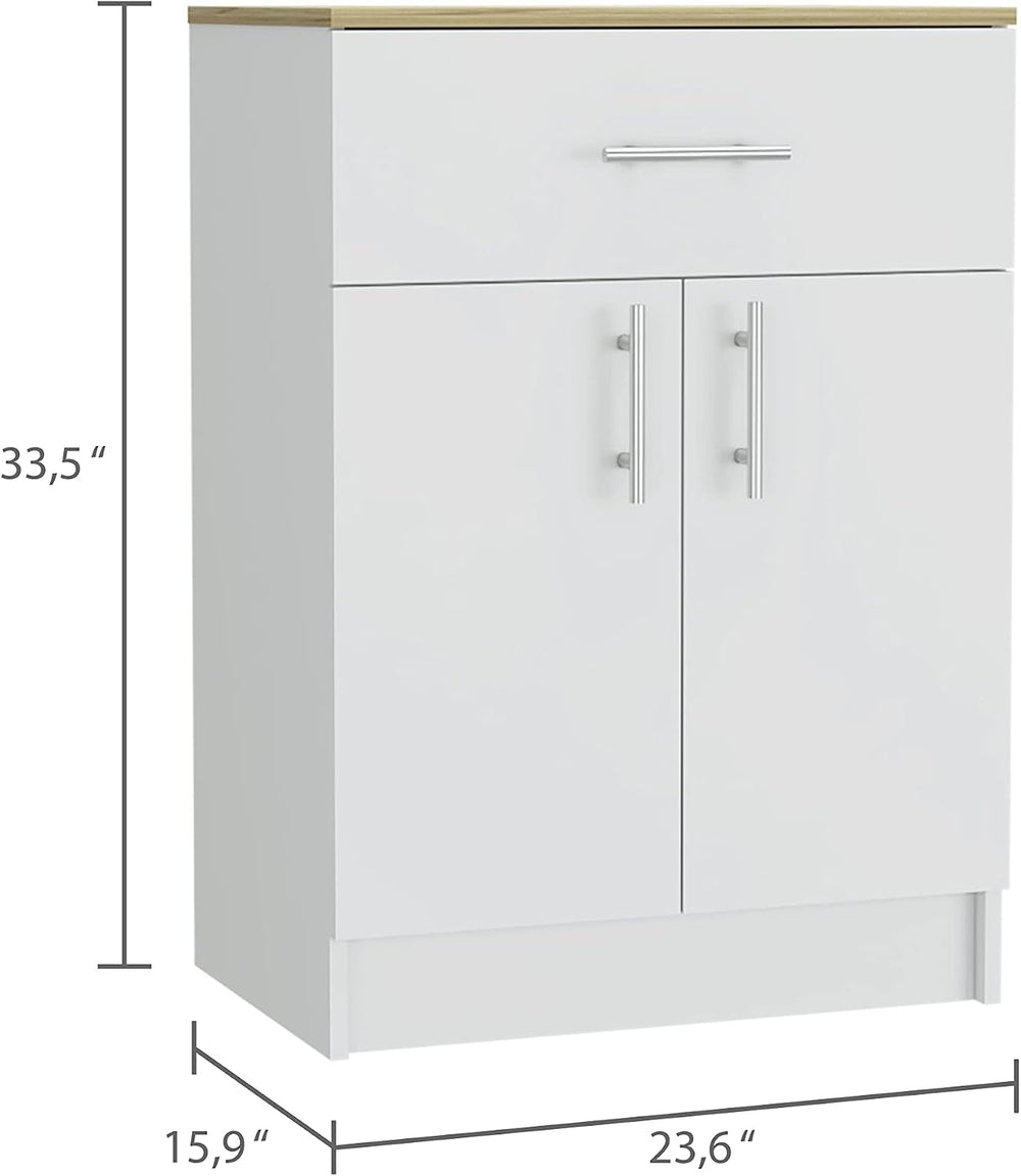 Contemporary Kitchen Island + Pantry Cabinet Combo, Kitchen Storage, White an...