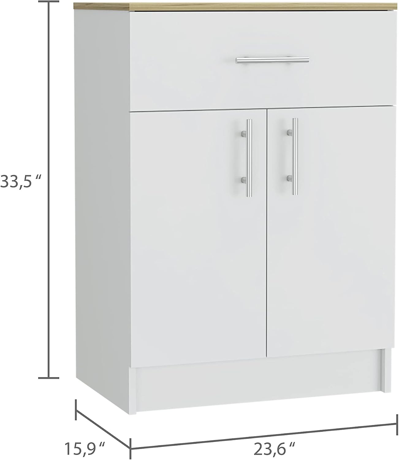Contemporary Kitchen Island + Pantry Cabinet Combo, Kitchen Storage, White and Light Oak Freestanding Set, Cupboard, with Prep Space and Ample Storage