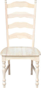 IC International Concepts Set of 2 Maine LadderBack Chairs Dining/Kitchen/Study/Balcony, Solid Wood, Parawood Construction, 20.1"W x 22.6"D x 42.1"H, Ready to Paint or Stain in Any Color, Unfinished