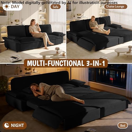 94.5" Pull Out Couch King Size, Futon Sofa Bed, 3-in-1 Convertible Sleep...