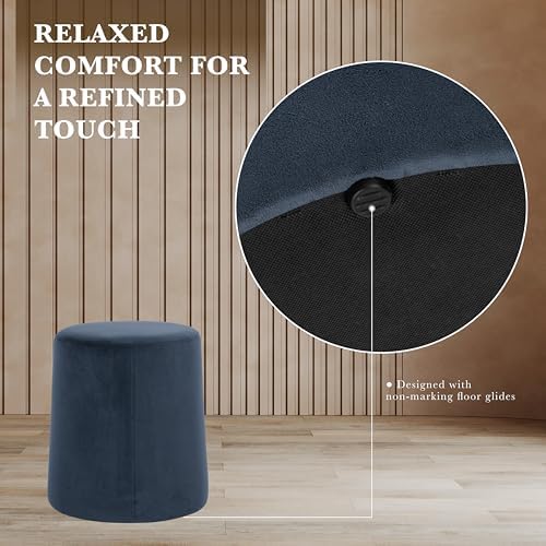 Spatial Order 17" Organic Shape Ottoman - Blue Velvet