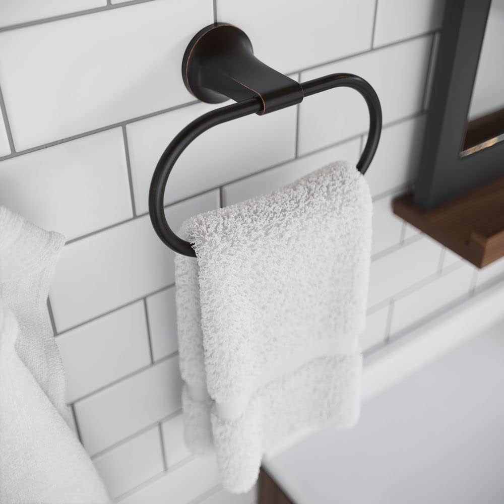 Pfister Pfirst Modern Towel Ring for Bathroom Wall, Tuscan Bronze BRBPFM0Y