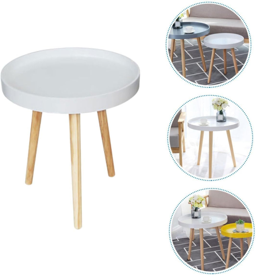 Veemoon Nordic Style Small Round Side Table White Mini Coffee Accent Table fo...
