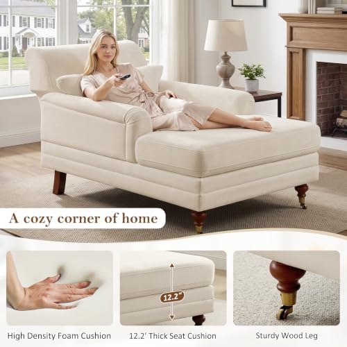 VANOMi 59.45'' Chaise Lounge Chair with Adjustable Backrest, Chenille...