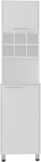 19.7" D*19.6" W*80.3" H Storage Cabinet with 6 Spice Cubbies, 2 Shelves & Single Door, Rectangular Kitchen Pantry, Modern Minimalist, for Living Room, Dining Room, White