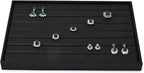 Ring Display Tray Black Jewelry Organizer Tray PU Leather Ring Earrings Display Organizer Tray