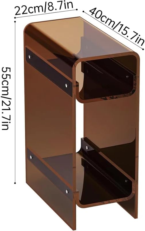 Acrylic End Table with Storage, Narrow Slim Side Table for Small Spaces Skinn...