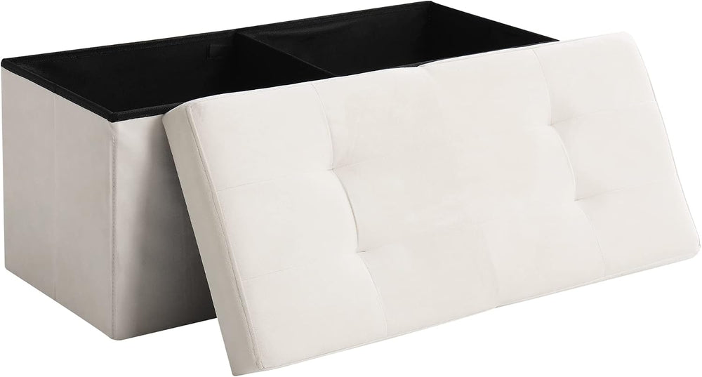 Storage Ottoman Bench Foldable Seat Footrest Shoe Bench End of Bed Storage wi...