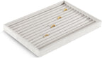 Velvet Ring Display Tray, Stackable Muilt Slot Rings Ear Stud Storage Tray, Drawer Insert Jewelry Accessories Organizers Plate (White)