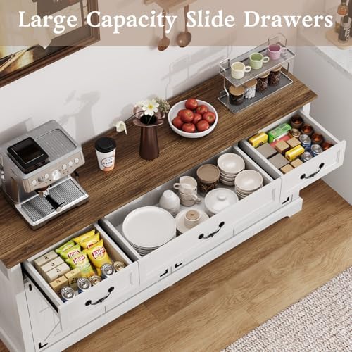 Sunny Heart 65" Large Buffet Storage Cabinet, Farmhouse Kitchen Sideboar...
