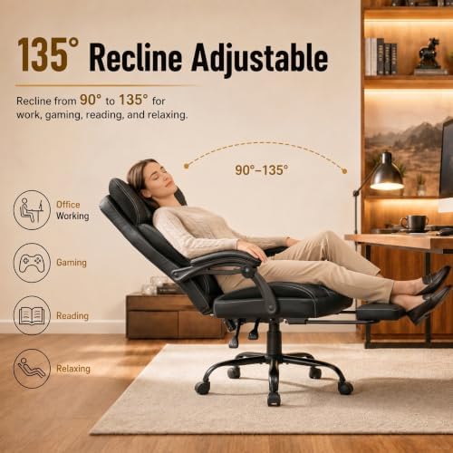 GTPLAYER Big&Tall Ergonomic Gaming Chair, Wide Spring Seat, Linkage Armre...