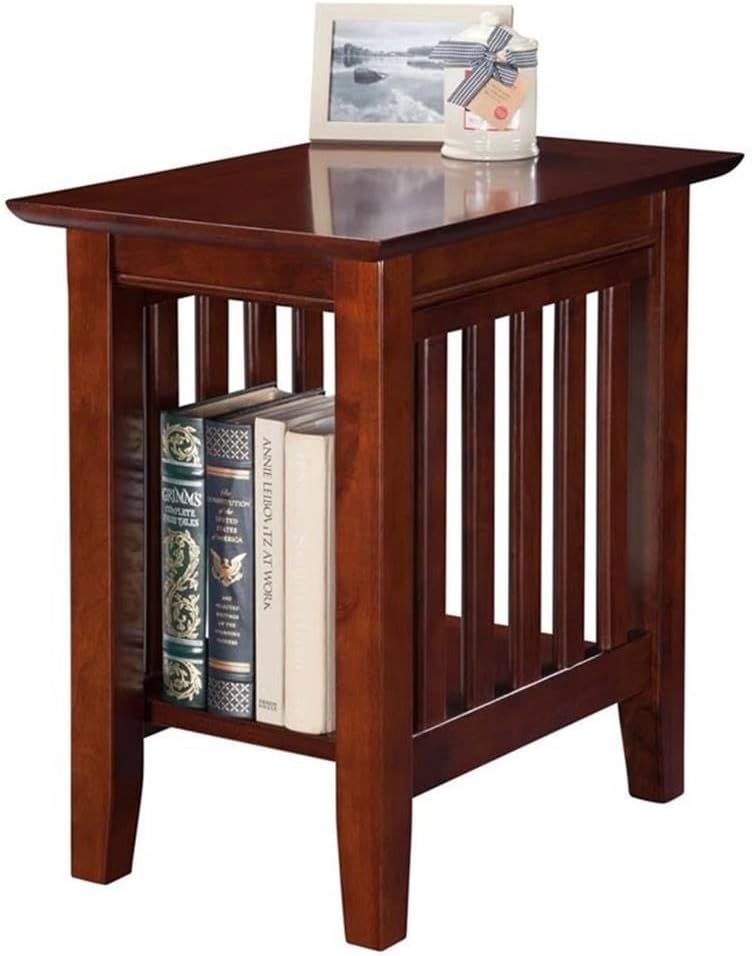 BOWERY HILL Solid Wood Chair Side Table, 22"x14"x22", Walnut F...
