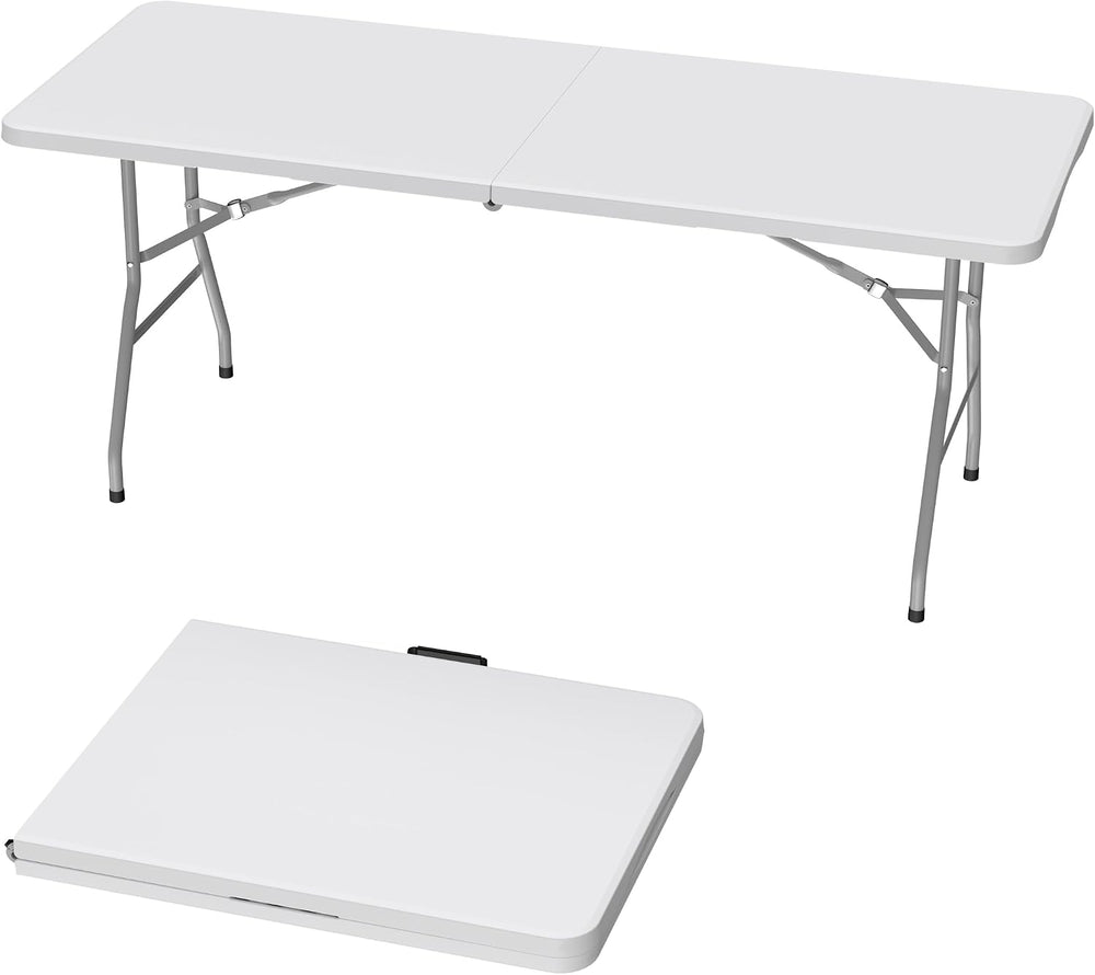 6ft Folding Table, Plastic Portable Table for Outdoor & Indoor, Heavy Dut...